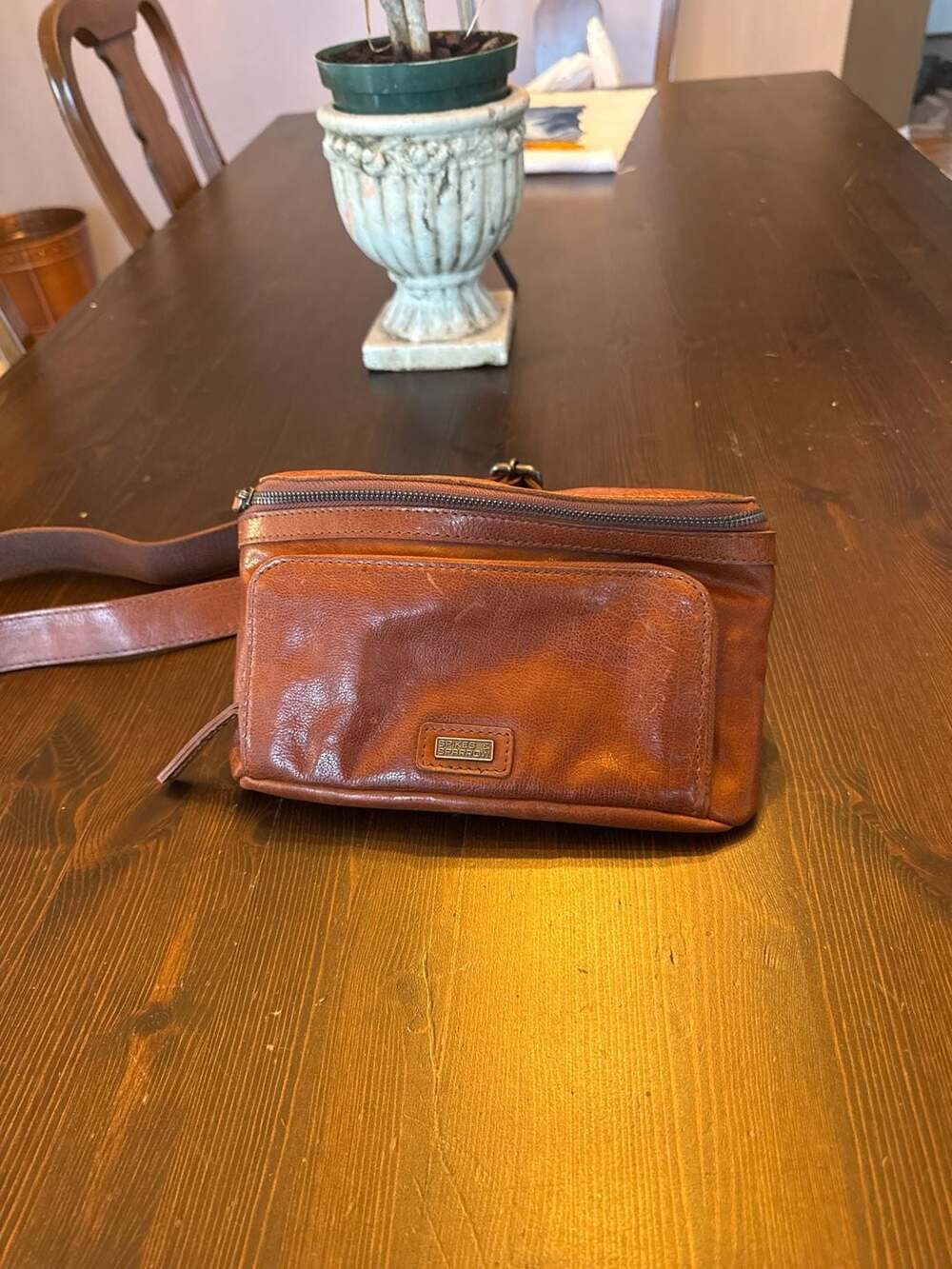 Spikes & Sparrow Genuine Leather Belt Bag Waist Pouch Brandy